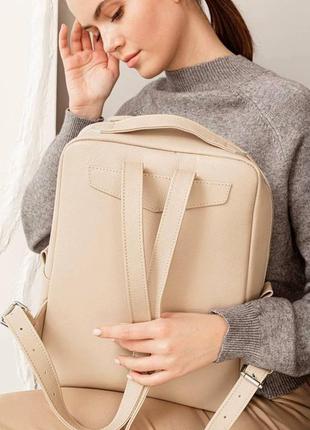 Шкіряний жіночий міський рюкзак на блискавці cooper світло-бежевий флотар bn-bag-19-crem-brule6 фото