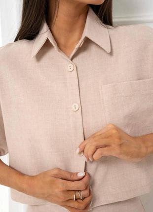 Летний комплект юбка + рубашка из натуральной ткани4 фото