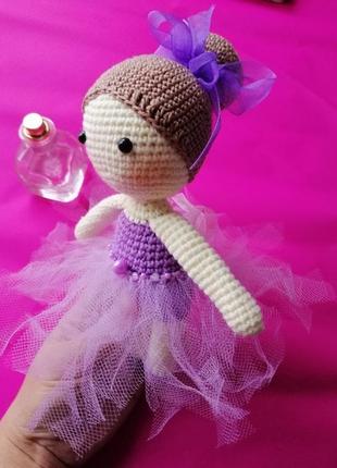 Балеринка, в'язана лялечка амігурумі, іграшки ручної роботи, подарунок дівчинці6 фото