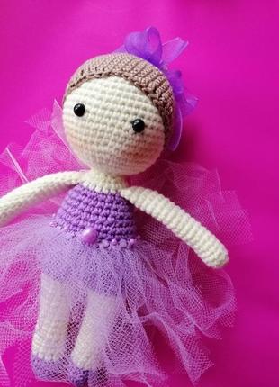 Балеринка, в'язана лялечка амігурумі, іграшки ручної роботи, подарунок дівчинці4 фото