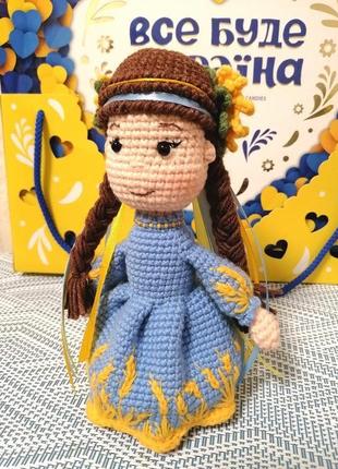 Лялька україна, в'язана лялька українка, сувенірна лялька, подарунок з україни, кукла украиночка