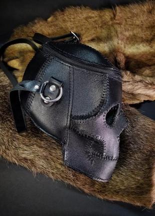 Готична сумка ручної роботи у вигляді черепа шкіряна сумка череп2 фото