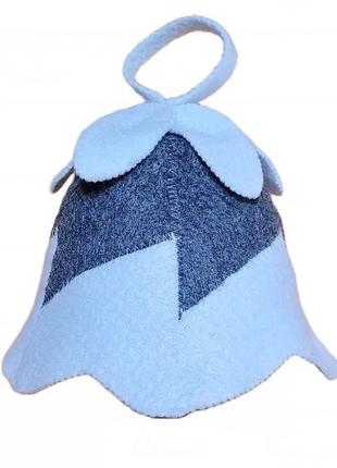 Щільна термостійка шапка з тканини для лазні та сауни "дзвоник"1 фото