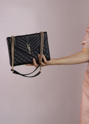 Жіноча сумка ysl envelope mini black, женская сумка, сумка iв сен лоран чорного кольору