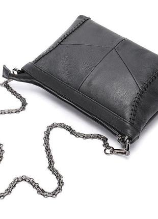 Женская сумка через плечо кроссбоди кожаная стильная casual кежуал кэжуал черная2 фото