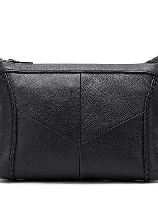 Женская сумка через плечо кроссбоди кожаная стильная casual кежуал кэжуал черная8 фото