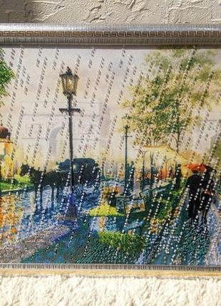 Картина бісером дощ у парижі1 фото