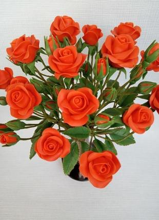 Букет кустовых роз из холодного фарфора.5 фото
