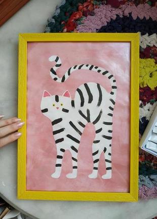 Велика картина акрилом, постер «лагідна кішечка» для дитячої7 фото