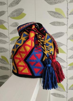 Сумка колумбійська мочила (mochila), яскрава літня сумка