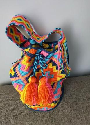 Летняя сумка mochila, ромбы, колумбийская мочила.2 фото