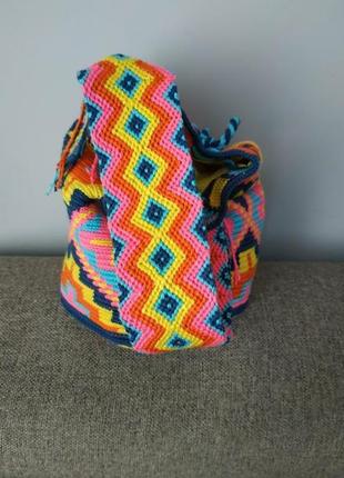 Летняя сумка mochila, ромбы, колумбийская мочила.3 фото