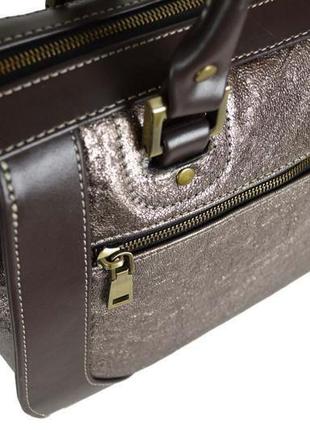 Шкіряна жіноча сумка-саквояж м. 1363 фото