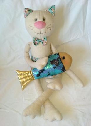 Іграшковий кіт, прикраса інтер'єру, кішки одягнені, кішки з лапами, кіт у сукню2 фото