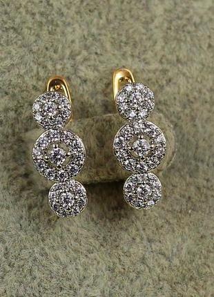 Сережки xuping jewelry молекули з родієм1,5 см золотисті