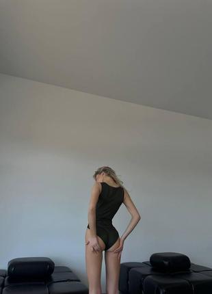 Женское базовое боди, идеально садятся на теле, хаки3 фото