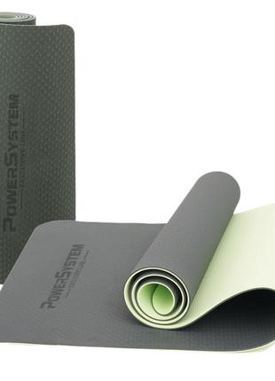 Килимок для йоги та фітнесу power system ps-4060 tpeyoga mat premium green (183х61х0.6)1 фото