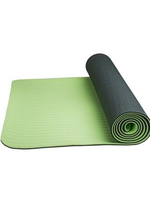 Килимок для йоги та фітнесу power system ps-4060 tpeyoga mat premium green (183х61х0.6)2 фото
