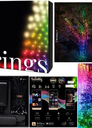 Smart led гірлянда twinkly strings rgbw 400, gen ii, ip44, довжина 32м, кабель чорний