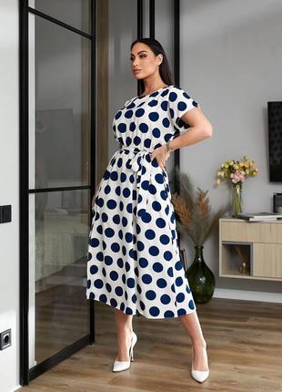 Женское летнее легкое платье из ткани супер софт с карманами размеры 54-60