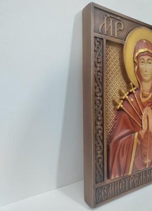 Ікона божої матері семистрільна, ікона з дерева 25х20см