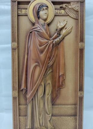 Икона святая анна, икона из дерева, резная из дерва 28х14см.2 фото