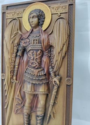 Икона архангел михаил, икона из дерева, резная из дерева 25х12см.6 фото