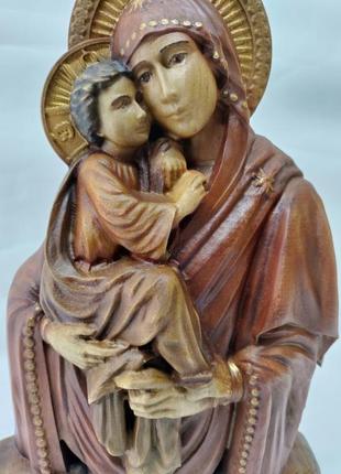 Ікона божої матері почаївська, ікона з дерева, статуетка різьблена з дерева 25х20см.4 фото