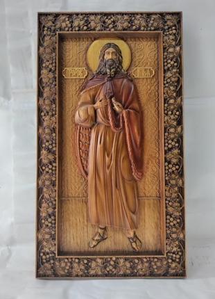 Ікона святий пророк ілля, ікона з дерева, різьблена з дерева 40х22см.