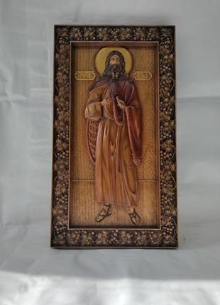 Ікона святий пророк ілля, ікона з дерева, різьблена з дерева 40х22см.9 фото