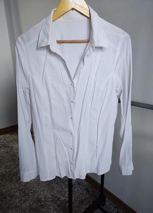 Белая блузка рубашка воротничок л хл1 фото