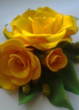 Шпилька жовта троянда3 фото