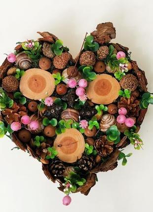 Декоративный подсвечник на три свечи в форме сердца в розовых тонах (на заказ)3 фото