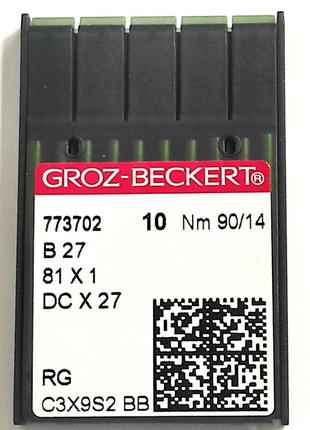 Иглы швейные для промышленных оверлоков groz-beckert dcx27, rg, №90 (6771)