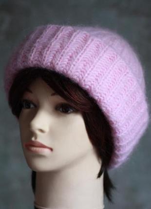 Нежно-розовый комплект шапочка и варежки7 фото