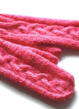 Рожеві мохерові рукавиці1 фото