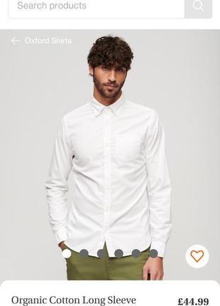 Рубашка, сорочка superdry organic cotton long sleeve oxford shirt9 фото