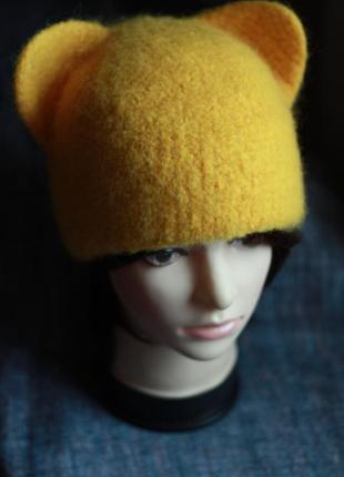 Теплая зимняя шапка кошка3 фото
