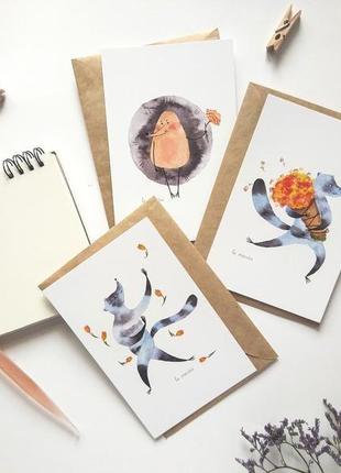Набор открыток с конвертами - милые открытки - открытки на день матери - открытки на 8 марта