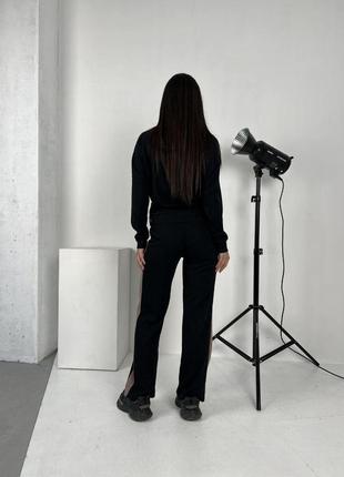 Жіночий комфортний костюм із рубчика кольору чорний+мокко 26439 аr 46/484 фото