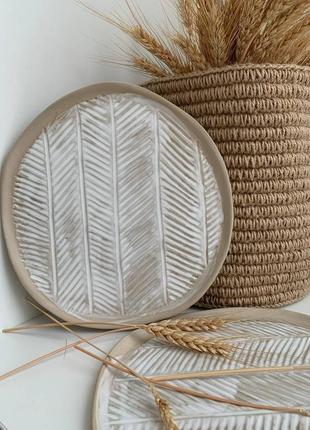 Handmade: тарелка керамическая с елочным узором
