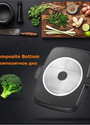 Сковорода-гриль magic pan черная, инновационная с антипригарным покрытием на 5 секций6 фото