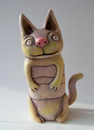Статуетка кота керамічна.3 фото