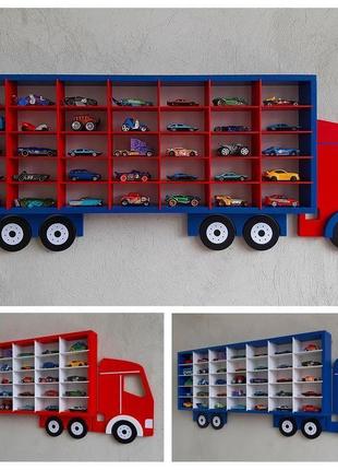 Полка-гараж "грузовик" для 35 машинок hot wheels1 фото