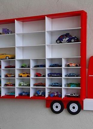 Полиця гараж "американець мікс плюс" червона для 40 hot wheels та 15 kinsmart3 фото