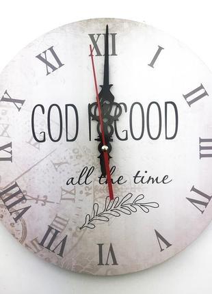 Настінний годинник ф30см "god is good allthe time."1 фото