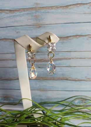 Сережки з кристалами сваровські і фіанітами2 фото
