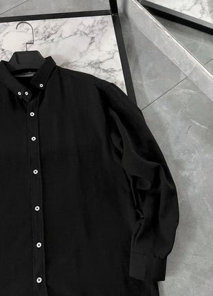 Мужская стильная л'гкая классическая рубашка чёрная2 фото