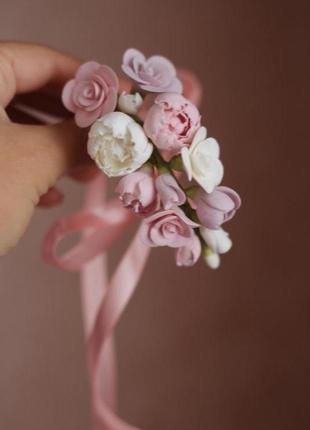 Свадебный браслет для невесты или свидетельницы "пионы с розами"2 фото