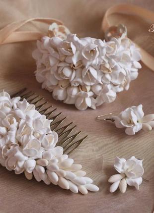 Комплект свадебных украшений в цвете айвори + белый.